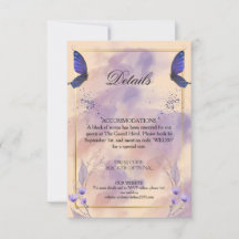 Cartão de Detalhes de Casamento Elegante Borboleta