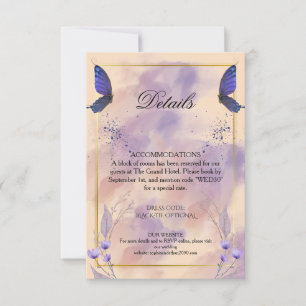 Cartão de Detalhes de Casamento Elegante Borboleta