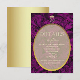 Cartão de Detalhes de Casamento Elegante com Folha