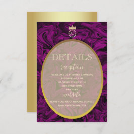 Cartão de Detalhes de Casamento Elegante de Folha 