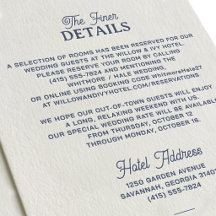 Cartão de Detalhes de Casamento Elegante em Letter