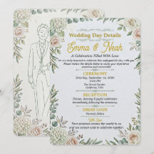 Cartão de Detalhes de Casamento Elegante Sage Dour
