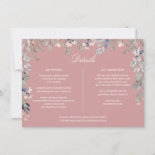 Cartão de Detalhes de Casamento em Cascata Floral