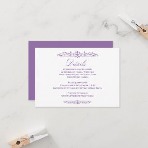 Cartão de Detalhes de Casamento em Estilo Roxo Reg