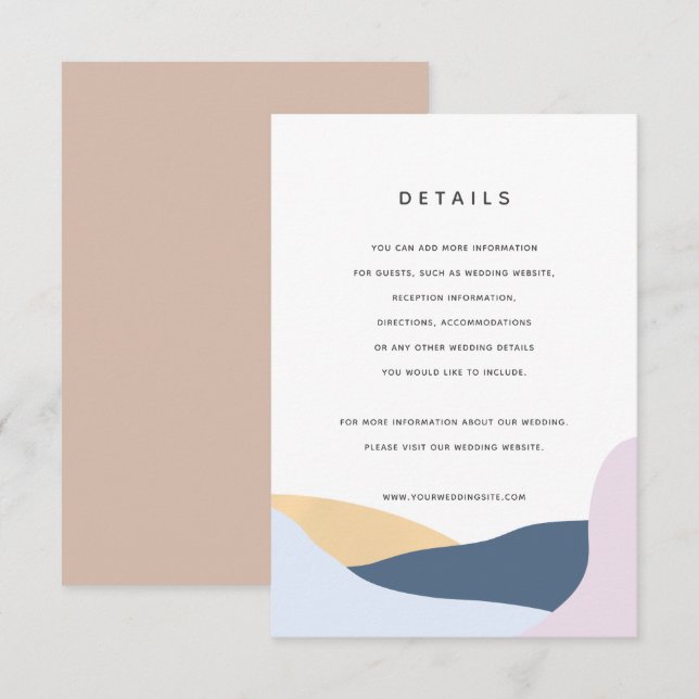 Cartão de Detalhes de Casamento em Formas Abstrato (Frente/Verso)