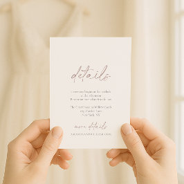 Cartão de Detalhes de Casamento em Marfim Minimali
