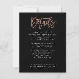 Cartão de Detalhes de Casamento em Rose Gold com L