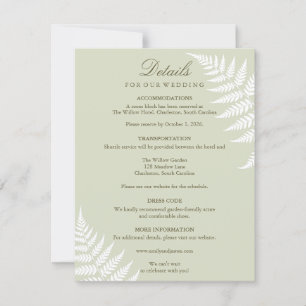Cartão de Detalhes de Casamento em Verde Sage Clar