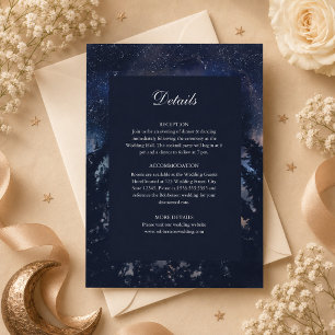 Cartão de Detalhes de Casamento Estelar Noturno Ce