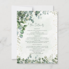 Cartão de Detalhes de Casamento Eucalyptus Verde e