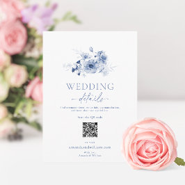 Cartão de Detalhes de Casamento Floral Azul Desbot