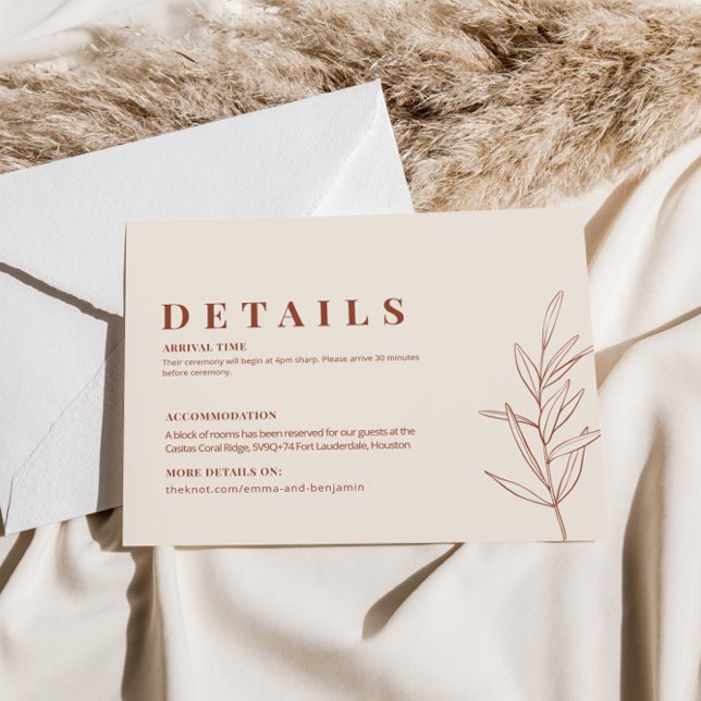 Cartão de Detalhes de Casamento Floral Boho (Criador carregado)