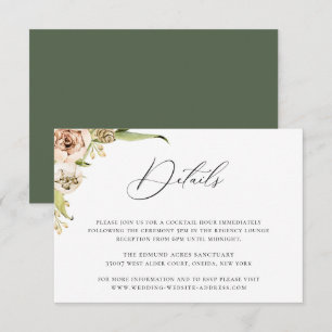 Cartão de Detalhes de Casamento Floral da Floresta