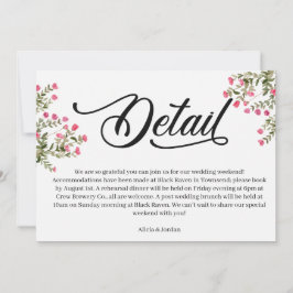 Cartão de Detalhes de Casamento Floral em Aquarela