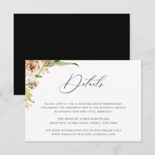 Cartão de Detalhes de Casamento Floral Floresta Bo