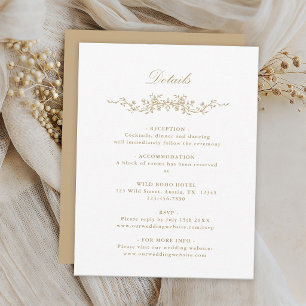 Cartão de Detalhes de Casamento Floral Francês Clá