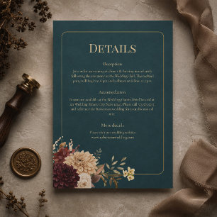 Cartão de Detalhes de Casamento Floral Gótico em A