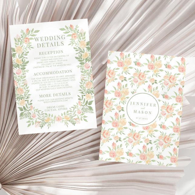 Cartão de detalhes de casamento floral laranja em  (Criador carregado)