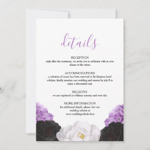 Cartão de Detalhes de Casamento Floral Lavanda