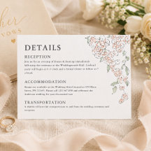 Cartão de Detalhes de Casamento Floral Rosa Simple