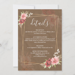 Cartão de Detalhes de Casamento Floral Rústico