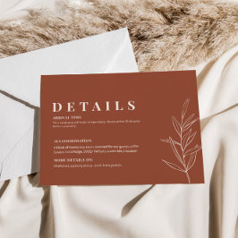 Cartão de Detalhes de Casamento Floral Terracota