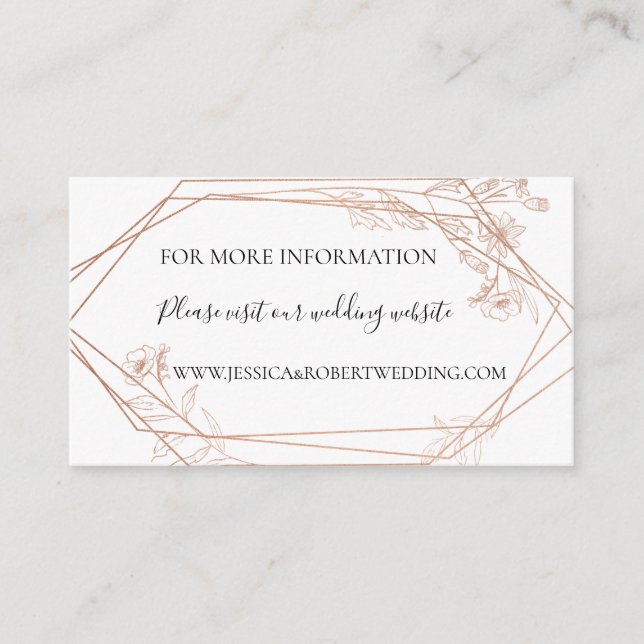 Cartão de Detalhes de Casamento Geométrico Floral  (Frente)