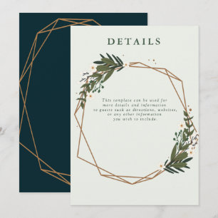 cartão de detalhes de casamento geométrico floral