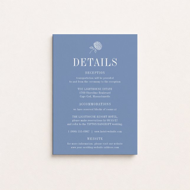 Cartão de Detalhes de Casamento HYDRANGEA Floral A (Criador carregado)