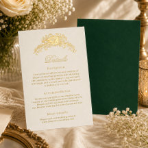 Cartão de Detalhes de Casamento Ivory Emerald Gree