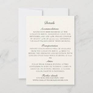 Cartão de Detalhes de Casamento Marfim Old Money