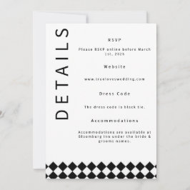 Cartão de Detalhes de Casamento Minimalista