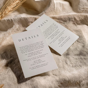 Cartão de Detalhes de Casamento Minimalista