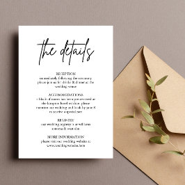 Cartão de Detalhes de Casamento Minimalista