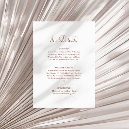 Cartão de Detalhes de Casamento Minimalista Branco