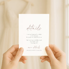 Cartão de Detalhes de Casamento Minimalista com Ca