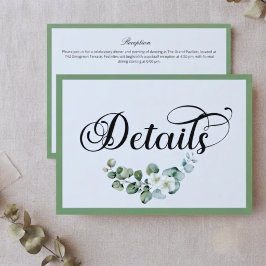 Cartão de Detalhes de Casamento Minimalista Eucali