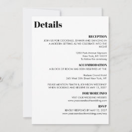 Cartão de Detalhes de Casamento Minimalista Luxuos
