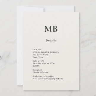 Cartão de Detalhes de Casamento Minimalista Modern