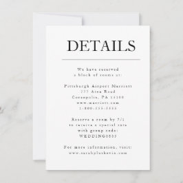 Cartão de Detalhes de Casamento Minimalista Modern