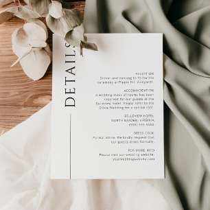 Cartão de Detalhes de Casamento Minimalista Preto