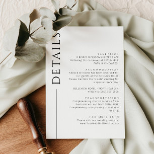 Cartão de Detalhes de Casamento Minimalista Preto