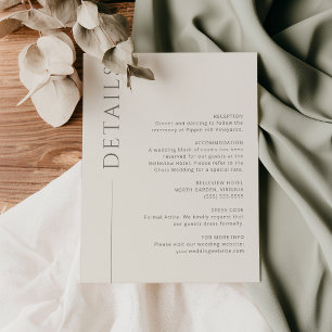 Cartão de Detalhes de Casamento Minimalista Taupe