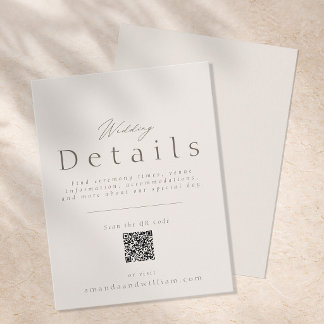 Cartão de Detalhes de Casamento Mínimo com Código
