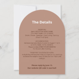 Cartão de Detalhes de Casamento Mocha com Código Q