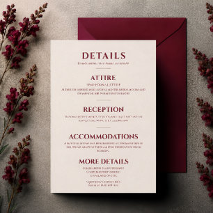 Cartão de Detalhes de Casamento Moderno de Cereja