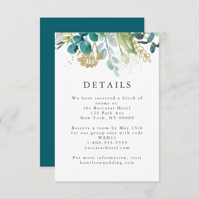 Cartão de Detalhes de Casamento Moderno e Elegante (Frente/Verso)