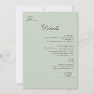 Cartão de detalhes de casamento moderno em verde s