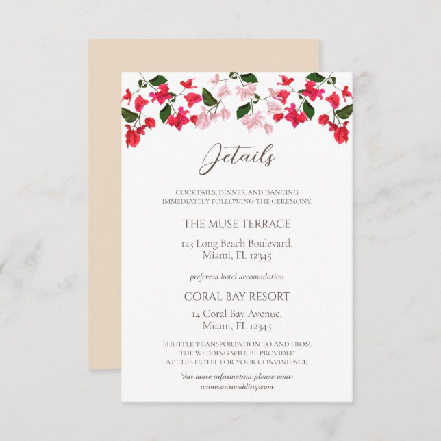 Cartão de Detalhes de Casamento no Enclausuramento (Frente/Verso)