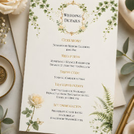 Cartão de Detalhes de Casamento no Jardim Secreto